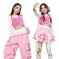 thumbnail image 4 of DHFJKG Jazz Dance Crop Top For Girls Kids Teens Glitter Sequins Fuzzy Trim Lace Up Spaghetti Strap Slim Fit Pullover Performance Shirts Streetwear Stage Show Cozy Tops, 4 of 4