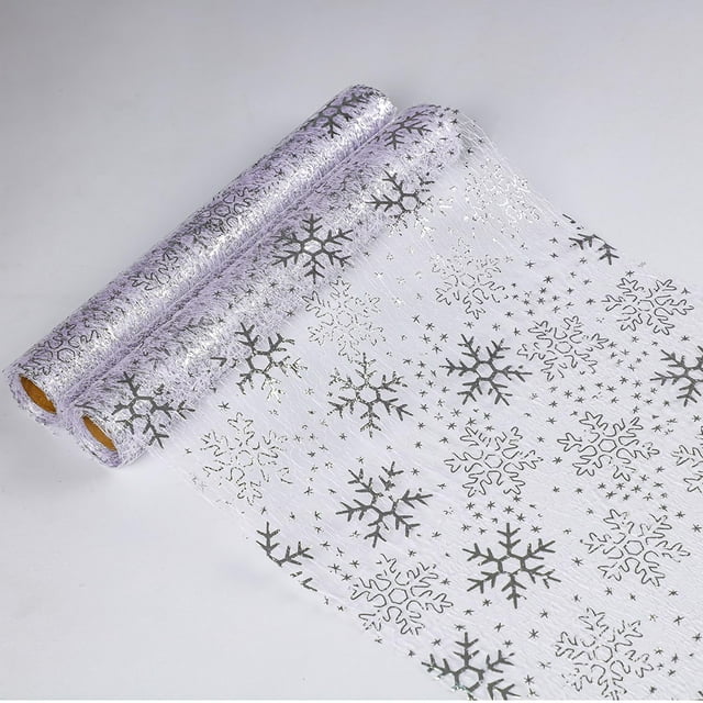 Tapete de mesa Snowkingdom Christmas Snowflake plateado 275 cm