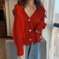 thumbnail image 6 of Elvqul Womens Sweater Knited Shirts Solid Color Work Red Sweater for Juniors, 6 of 6