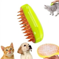 Steamy Pet Brush Cat Steam Brush with Release Button 3 In 1 Cat Grooming Brush Self Cleaning Steam Spray Cat Brush for Removing Tangled and Loose Hair -Green