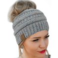 thumbnail image 1 of GFDYREE Bonnet Chignon Messager CC Tricot de Qualité (Gris Naturel Moucheté), 1 of 1