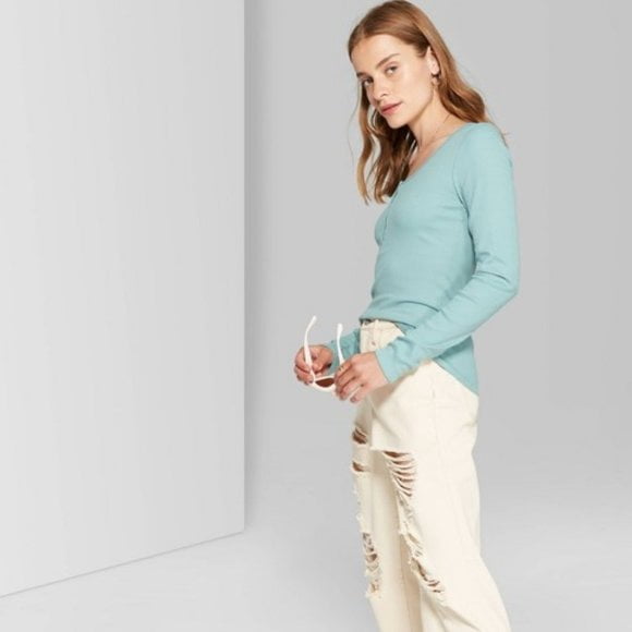 Wild Fable Women's Long Sleeve Ribbed 