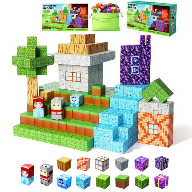 Bloques de construcción magnéticos NVDILO Mine Magnet World Set 56 piezas