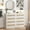 White, variant on 8 Drawer Dresser Rattan Wood Storage Cabinet with Metal Slides 47 Inch Wide Chest for Bedroom Living Room Entryway