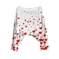 thumbnail image 5 of Dasayo Red Tops for Women Trendy Loose Fit Valentines Knit Long Sleeve Sweaters Love Heart Print Cute Tops Womens Tees L, 5 of 5