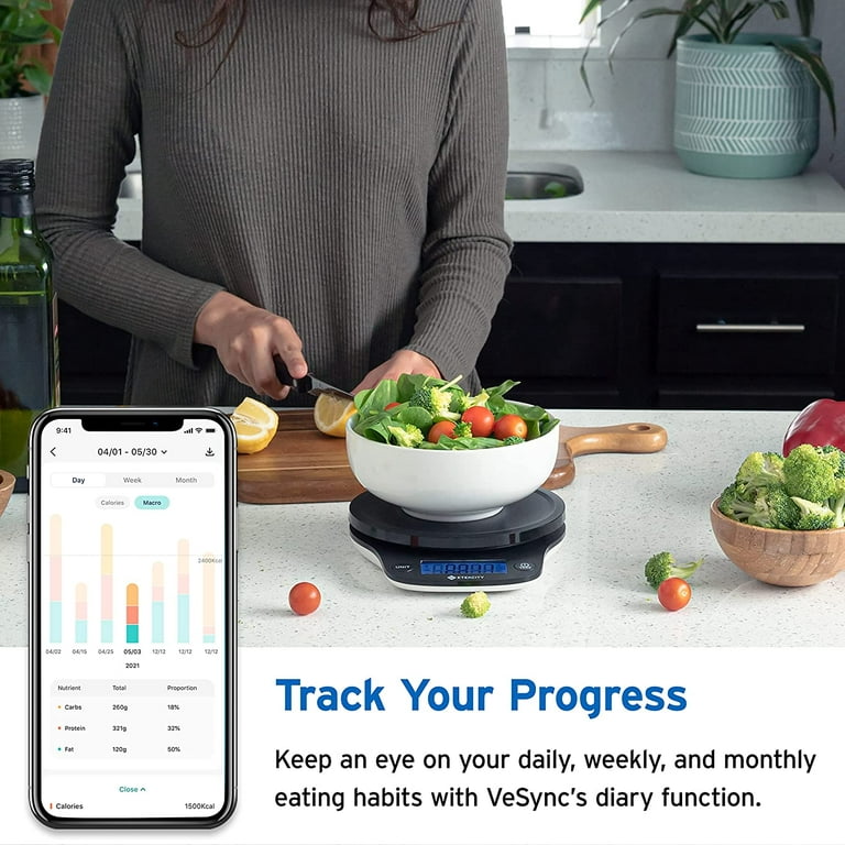  Etekcity Nutrition Smart Food Kitchen Scale, Digital Ounces and  Grams for Cooking, Baking, Meal Prep, Dieting, and Weight Loss, 11  Pounds-Bluetooth, Black: Home & Kitchen