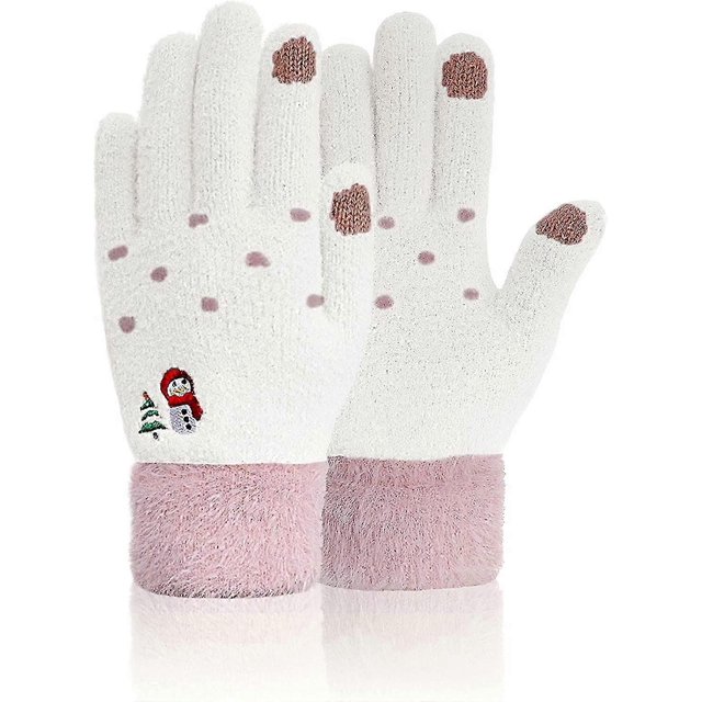 Guantes cálidos de punto para mujer, guantes elásticos y esponjosos para invierno.