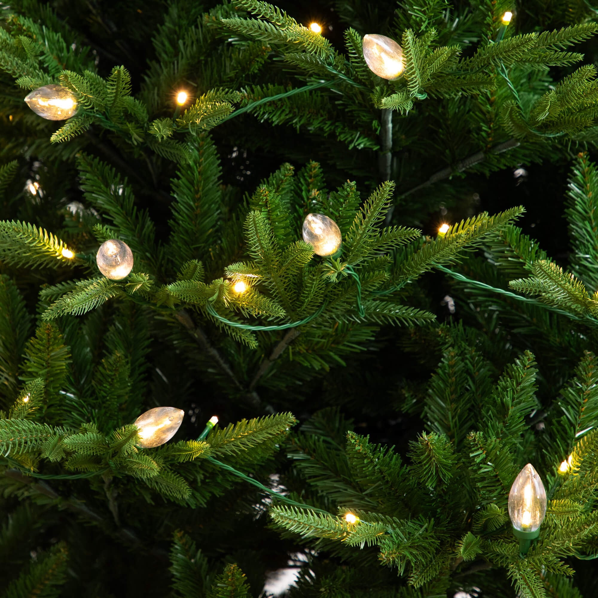 Nearly Natural 7ft. Pre-Lit Artificial Luxembourg Pine Christmas Tree with 340 Multicolored Traditional Bulb LED Lights