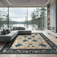 thumbnail image 2 of ODIKA 8'x10' Washable Area Rug Starfish Border Entry Themed Teal Beachy Nautical Turtle Ocean Playful for Living Room, Under Sectional, Family Room , Durable, Non-Slip, 2 of 7