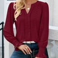 thumbnail image 6 of Annhoo Womens Puff Long Sleeve Tops Elegant V Neck Hollow out Dress Shirts Basic Business Casual Blouses, 6 of 7