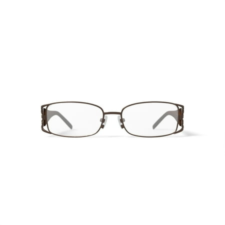 Luxe Women's WLO317 Rectangular Rectangular Prescription Eyeglasses with Case, Brown