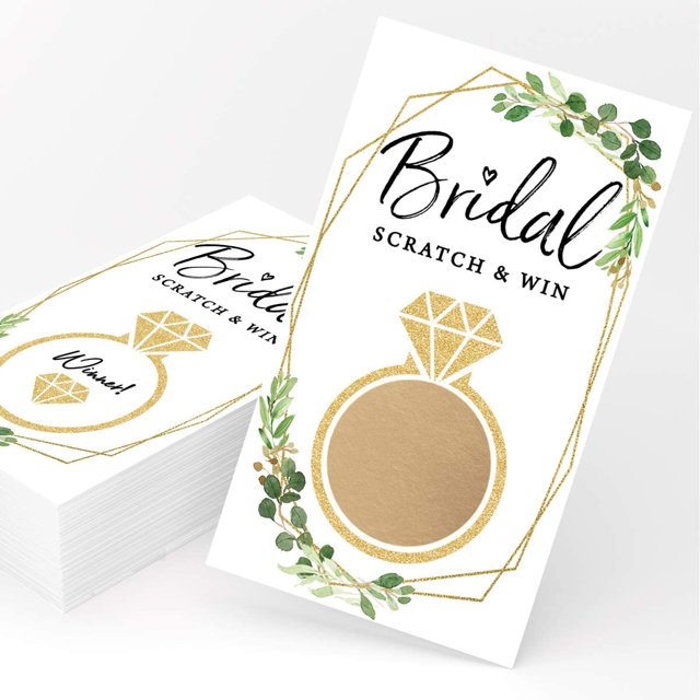 Printed Party Bridal Shower Games \u2013 Scratch Off Raffle Cards, Fun Wedding Shower Game, Botanical Greenery Theme, 30 Cards & Stickers