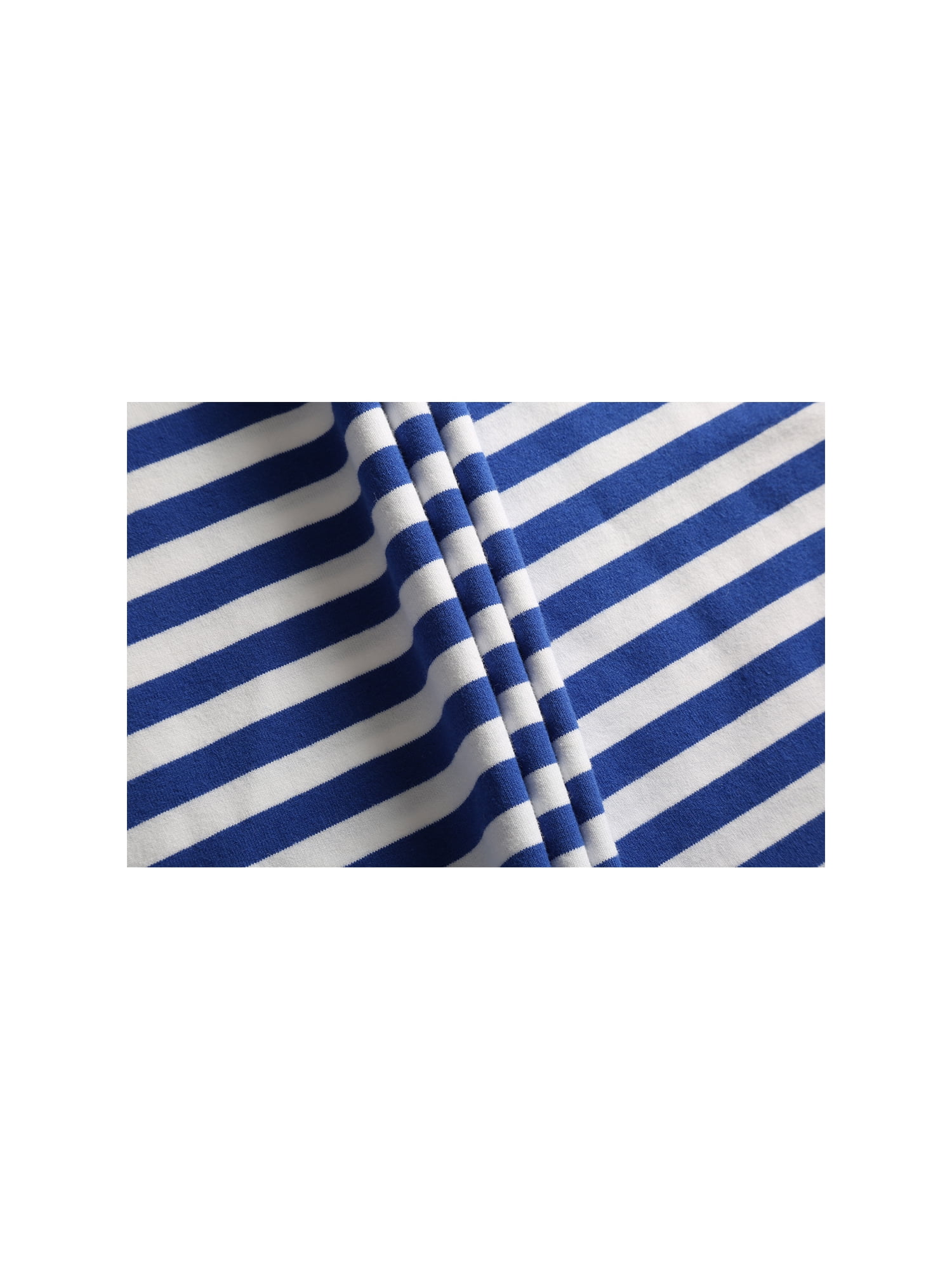 Unique Bargains Men's Long Sleeve Pullover Top Crew Neck Striped T-Shirts 46 Blue and White