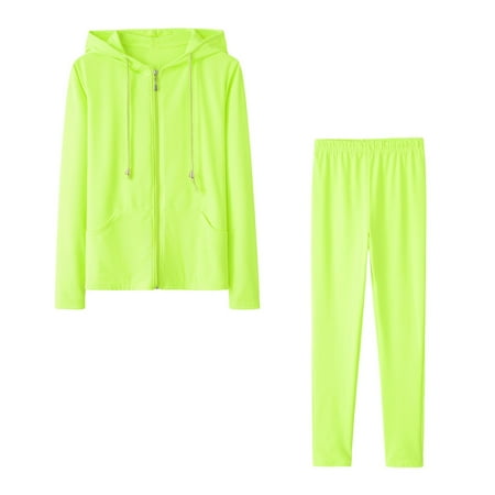 Stamzod Women s Workout Set Sports Lounge Suit Sweatsuit Set 2 Pieces Long Sleeve Hooded Solid Color Jackets with Pockets & Pants Set