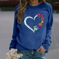 thumbnail image 2 of GPOECD Mode Femme Décontractée Couleur Unie Manches Longues Imprimé Lettre Col Rond Chandail en Molleton Sans Capuche Coupe Ample Chandail Confortable Bleu,P, 2 of 5