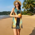 thumbnail image 3 of Lukts Robe Sans Manches Nuage Doré pour Femmes, Robe d'Été à Col Rond avec Poches, Adaptée à la Vie Quotidienne, Plage, Fête, 3 of 7