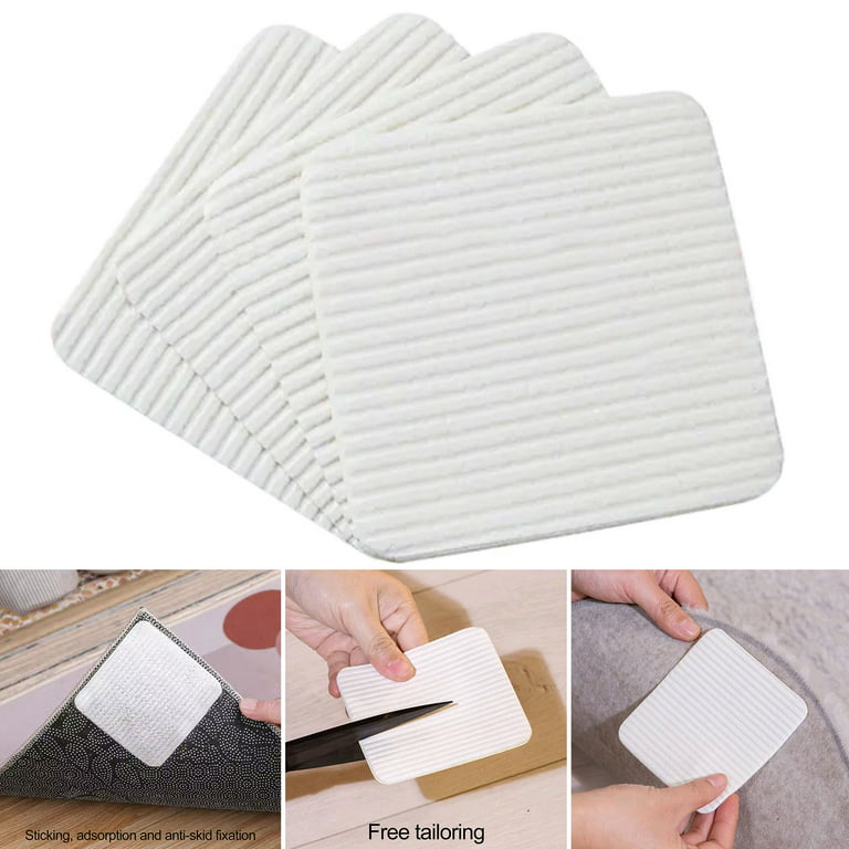 4Pcs Strong Self Adhesive Fastener Stickers Reusable Floor Rug Carpet Mats  Grippers Tape for Bed Sheet Sofa Mat Carpet Anti Slip