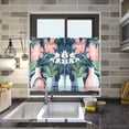 thumbnail image 4 of Yayeee Kitchen Curtains Tier Pair Light Filtering 27"x24" Rod Pocket Short Cafe Window Panel, Pink Flowers, 4 of 7