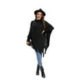 thumbnail image 6 of Women's Lightweight Cape Shawl Sweater, Knit Tassel Pullover Shawl, High Collar Knitted Shawl Casual Pullover Sweater Coat, 6 of 6
