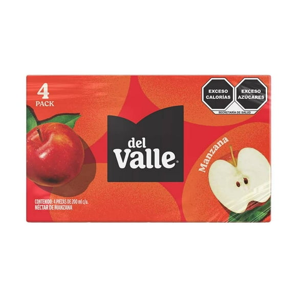 Néctar Del Valle clarificado manzana 4 pack de 200 ml c/u
