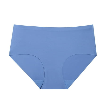 Diufon Panties Underwear for Women Seamless Mid Rise Briefs Solid Color Traceless Womens Panty (Medium  Blue)