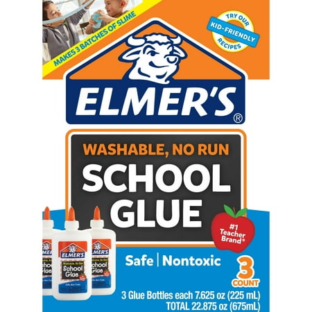 Elmer's Liquid School Glue, White, Washable, 7.625 Ounces, 3 Count Slime (Best Glue To Make Slime)