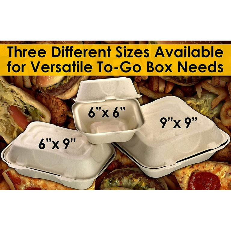 Avant Grub Durable 6x9 Take Out Food Containers with Clamshell Hinged Lid  100 Pack. Microwaveable, Disposable Takeout Box to Carry Meals ToGo. Great