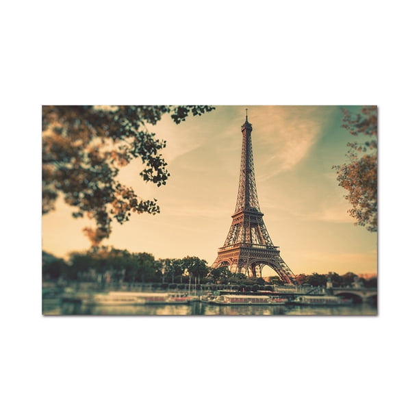 Large Framed Eiffel Tower Wall Art Paris Wall Decor Scenery Eiffel Tower Painting For Livingroom Bedroom Decoration Framed Painting Ready To Hang Walmart Com Walmart Com