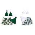 thumbnail image 1 of (2-Pack) Rinsvye Girls Bikini Swimsuit Set With Overlay Print Tankini Top And Skirted Bottom Style Three Piece Set For Summer Beach Vacation Cute Trendy Look, 1 of 5