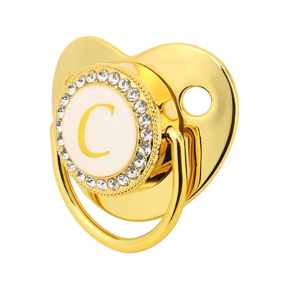 Chupete Bling Baby, chupete dorado para bebé, chupete para bebé con letras curvas, chupete para bebé con clips, integración perfecta