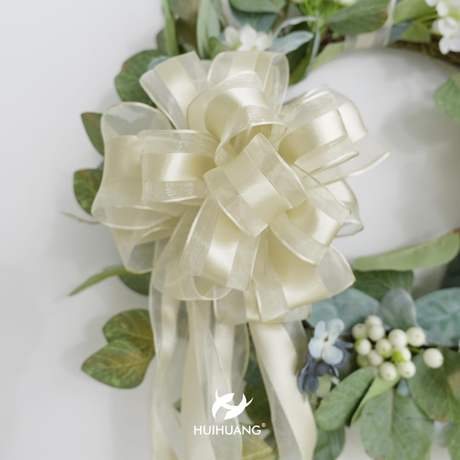 Champagne Sheer Wired Ribbon with Satin Stripe 2.5 inch Champagne Christmas Tree Ribbon for Bows Making, Wreaths, Garland, Gift Wrapping, Bridal Shower Wedding Decor-Continous 10 Yards