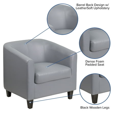Flash Furniture - LeatherSoft Lounge Chair with Sloping Arms - Gray