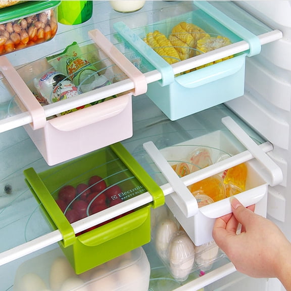 1 X Refrigerator Storage Box Blue Slide Kitchen Fridge Freezer Space Saver Organizer Storage Rack Shelf Holder Bu Home Textile Storage