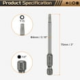 thumbnail image 2 of Punta de destornillador Torx T15 Uxcell 1/4" Vástago hexagonal 3" (75mm) Largo Magnético Sin Punta de Agujero 6 Puntos, 2 of 7