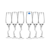 World Gifts Crystal Curved Stem Drinking Glasses - 6 oz Clear Glasses, NWG6403CS