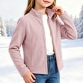 thumbnail image 2 of fatyb Kids Girls Fleece Jacket Zip up Sherpa Lined Cropped Coat Stand Collar Long Sleeve Warm Outerwear, 2 of 7