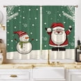 thumbnail image 4 of CUH Christmas Modern Topper Kitchen Curtains Semi Sheer Bedroom Decor Drapes Santa Tiers Cafe Short Panel Style-3 W:35"x H:47"*2 Panels, 4 of 6