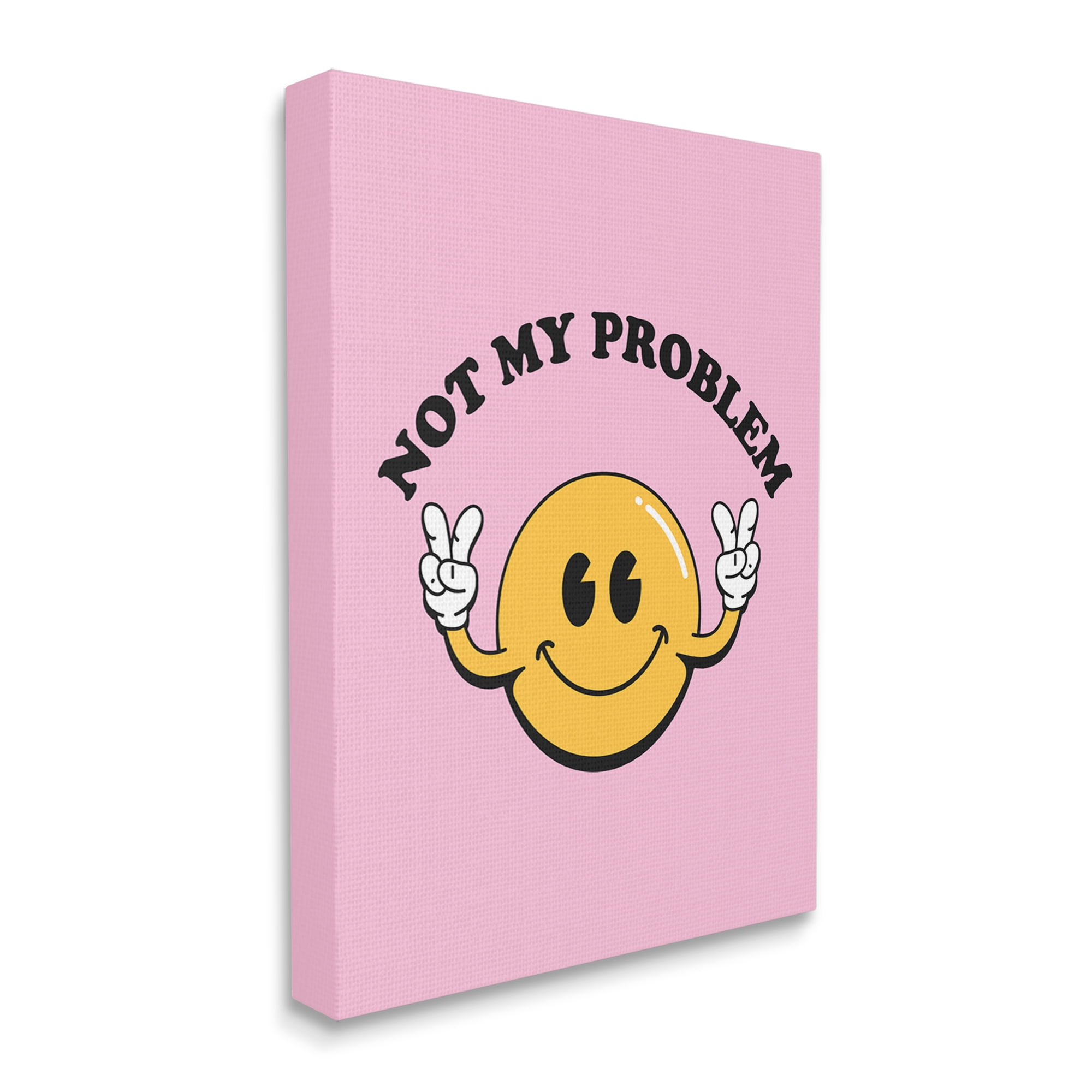 Stupell Industries Not My Problem Retro Smiley Typography Painting Gallery Wrapped Canvas Art Print Wall Art, 16 x 20