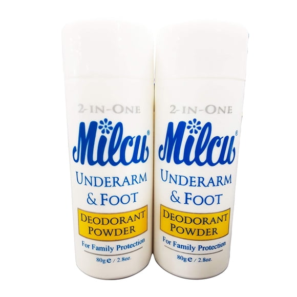 Desodorante Milcu en polvo para axilas y pies, 80 g, paquete de 2