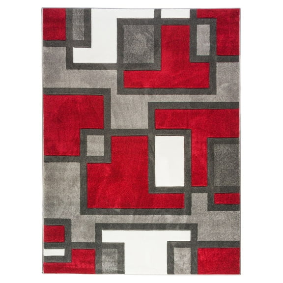 Well Woven Ruby Imagination Squares Indoor Area Rug