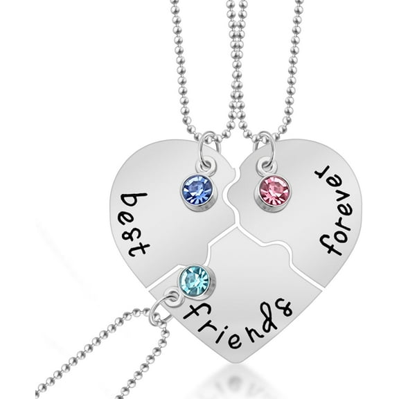 Friendship Necklace for 3, Heart Puzzle Matching BFF Best Friend Necklaces for 3, Best Friends Forever and Ever Necklace for Women Friendship Jewelry Gift[y331]