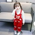 thumbnail image 2 of Baby Toddler Boys Girls Cute Print Overalls, Baby Infant Trousers Cute Dolls Decorated with Corduroy Bear Overalls,Red,12-18M, 2 of 2