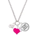 thumbnail image 1 of Delight Jewelry Silvertone Squirrel in Heart - Hot Pink Heart Nurse Strong Zoe Necklace, 1 of 4