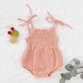 thumbnail image 4 of Newborn Infant Baby Girl Cotton Sling Solid Color Lace Stretch Ruched Jumpsuit Wine Red 0-3 Months, 4 of 8