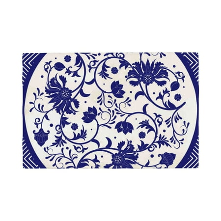 

Placemats Set of 4 Blue And White Porcelain Heat Resistant Non - Slip Place mats Waterproof table mat for Kitchen Dining-4片装