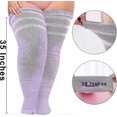 thumbnail image 2 of Plus Size Womens Thigh High Socks For Thick Thighs- Extra Long Striped Thick Over, 2 of 5