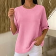 thumbnail image 5 of Aezemi Women Waffle 3/4 Sleeve Shirt Round Neck Pullover Knit Dressy Casual Breathable Comfy Blouses Spring Summer Outdoor Fashion Casual Tops XL, 5 of 7