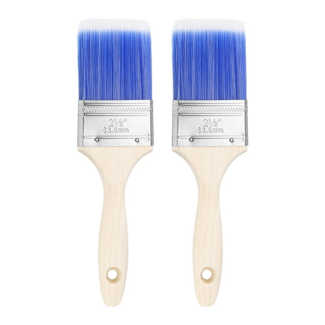 Uxcell 2Pcs Cepillos para Pintar 2.5" Planos y Cepillos para Chips para Pintura DIY, Muebles, Cercas, Terrazas, Paredes, Molduras, Azul