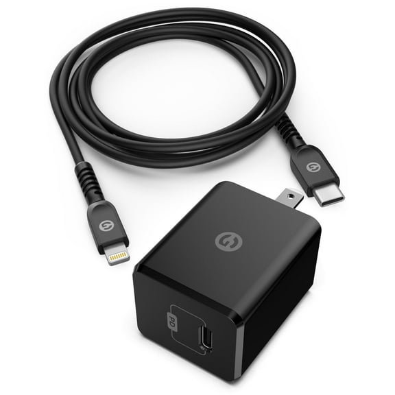 Galvanox USB C Charger (18W) PD Power Delivery USB Type-C Fast Charging Wall Plug Adapter for Phone with Lightning to C Cable (Black)