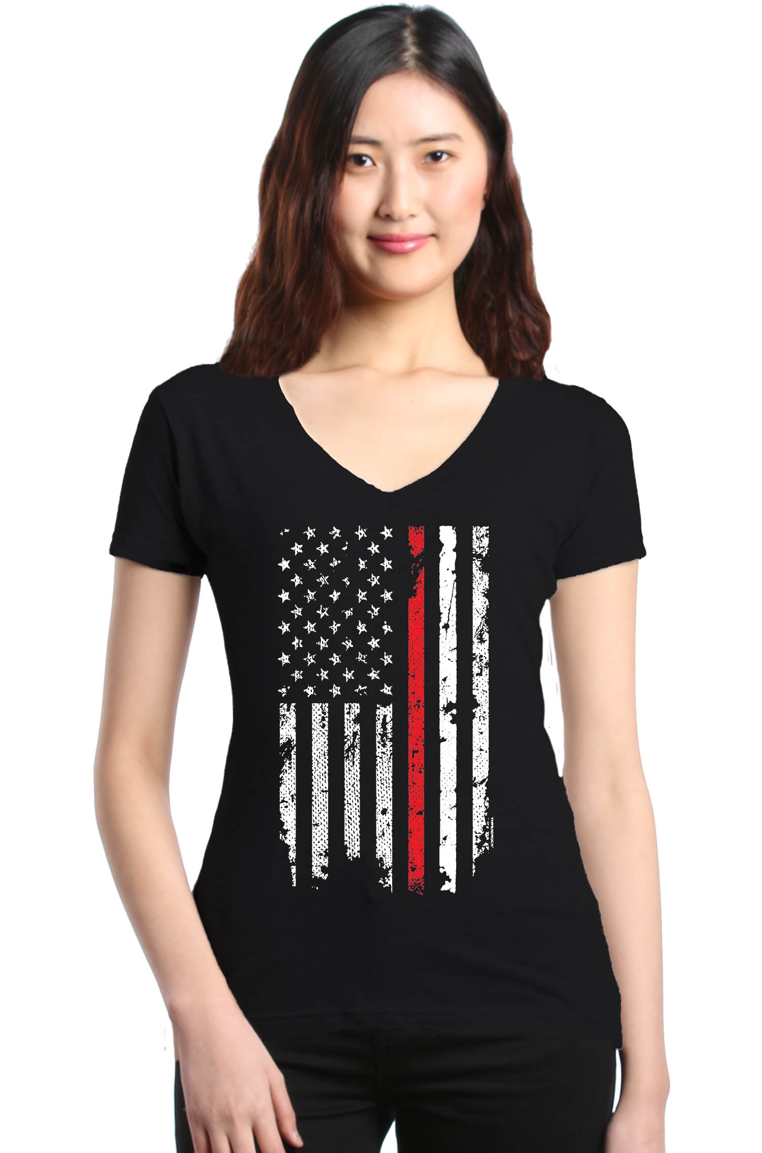Shop4Ever Shop4Ever Women's American Flag Red Line Patriotic 4th of